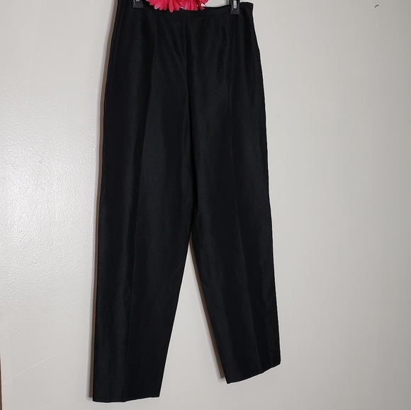 Oscar de la Renta Silk Twill Pants Black Luxury Cropped Celeb Style Elegant Chic - Picture 4 of 15